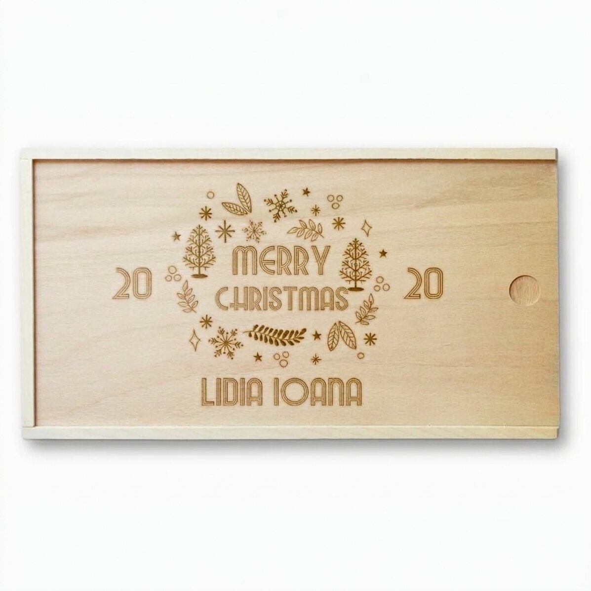 Personalizovaná dřevěná dárková krabička – Merry Christmas