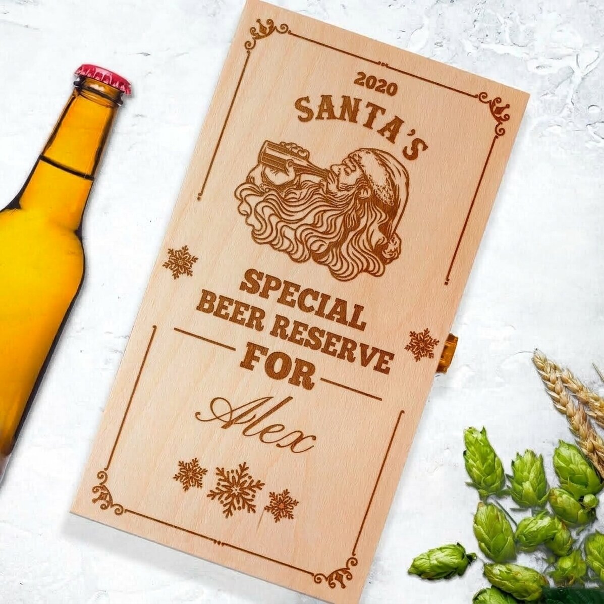 Personalizovaná krabička na pivo pro tři láhve – Santa Claus