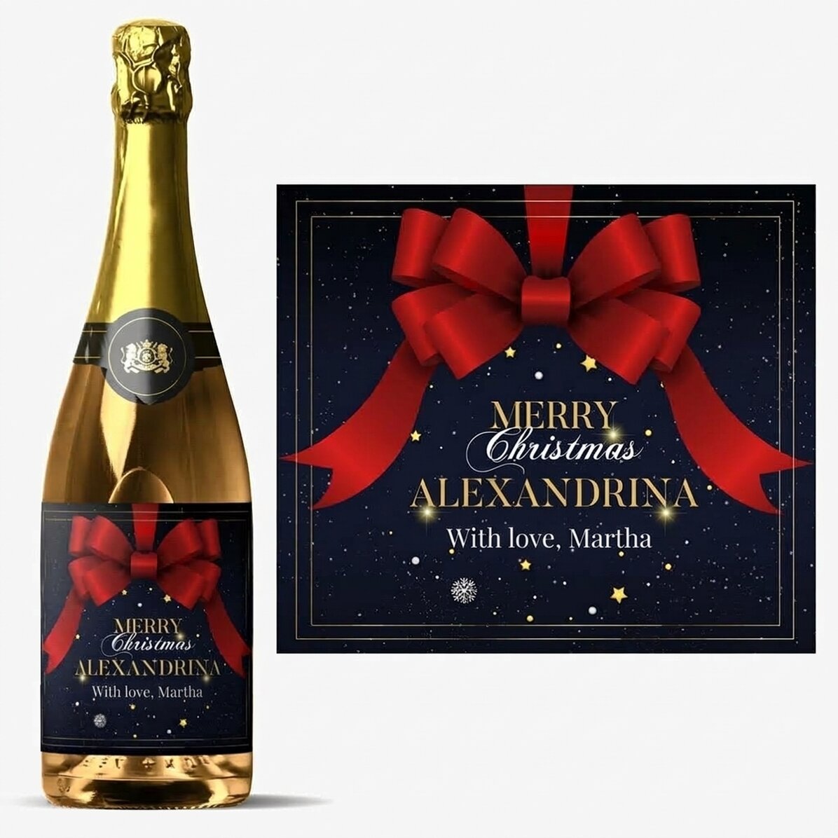 Šumivé víno s vlastním nápisem – Glamorous Christmas