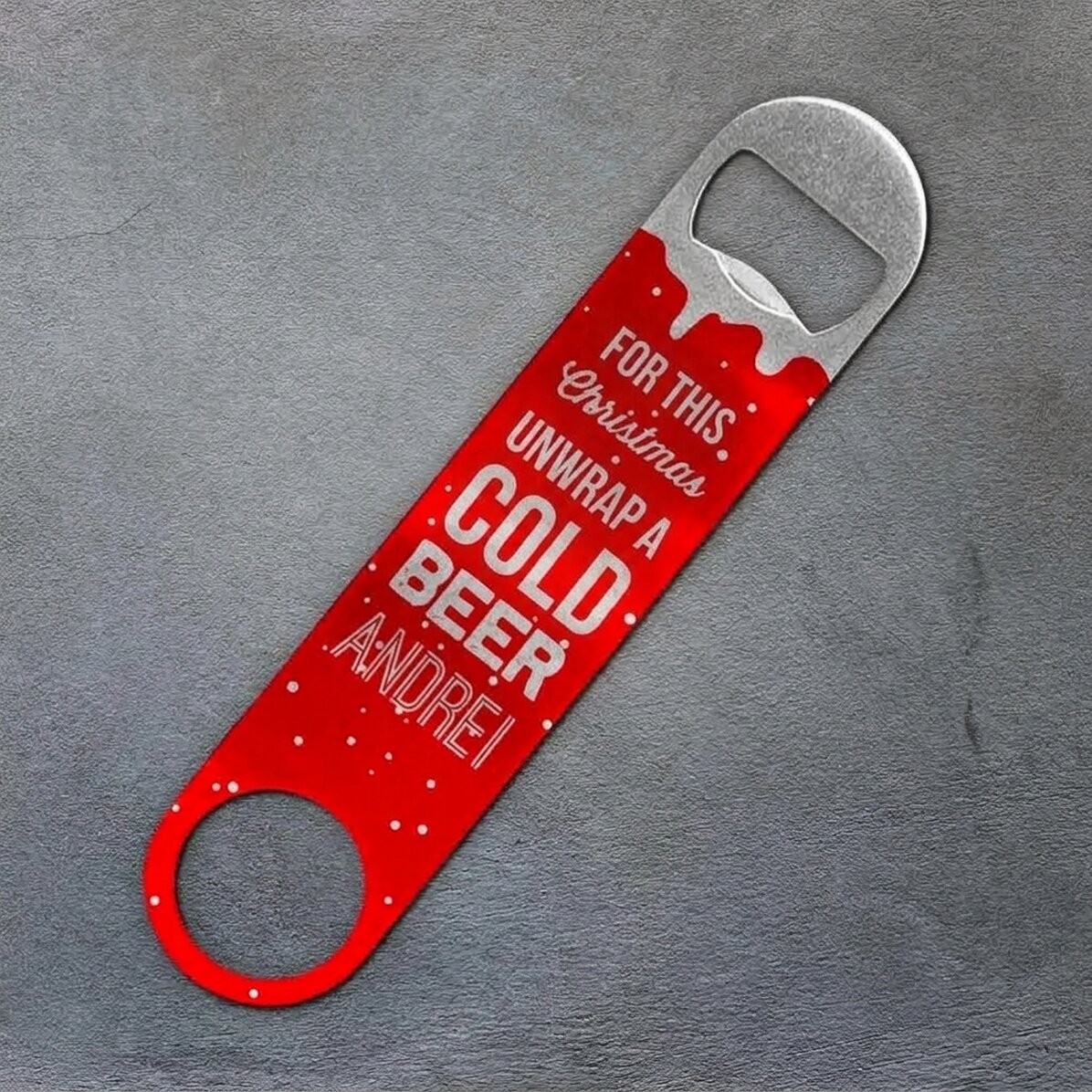 Personalizovaný otvírák na pivo s nápisem – This Christmas