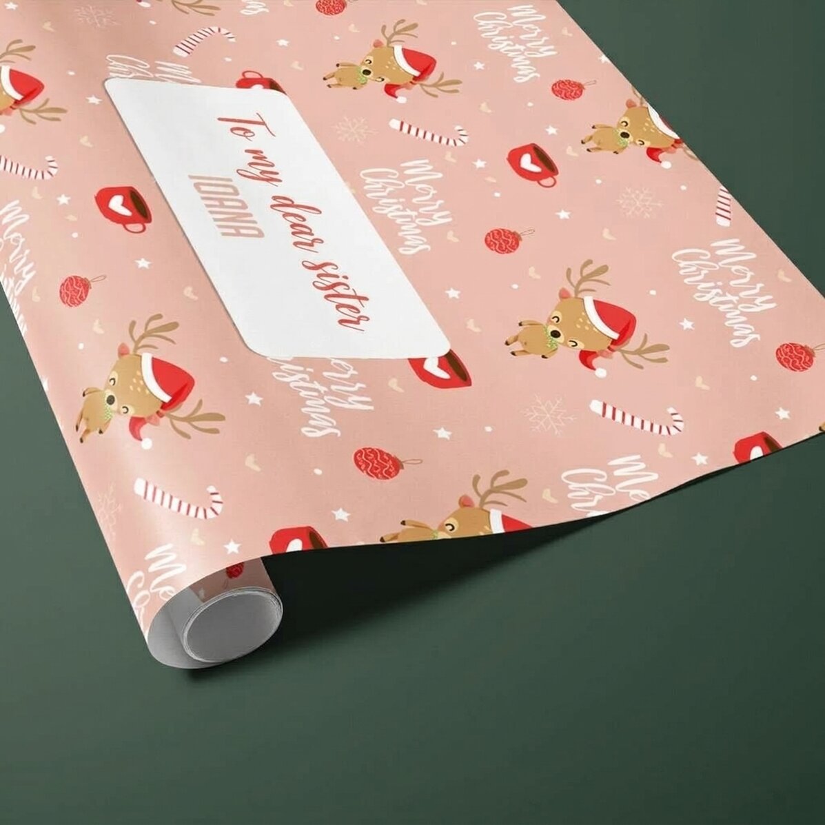 Balicí papír na dárky s vlastním textem v rámečku – Sweet Christmas