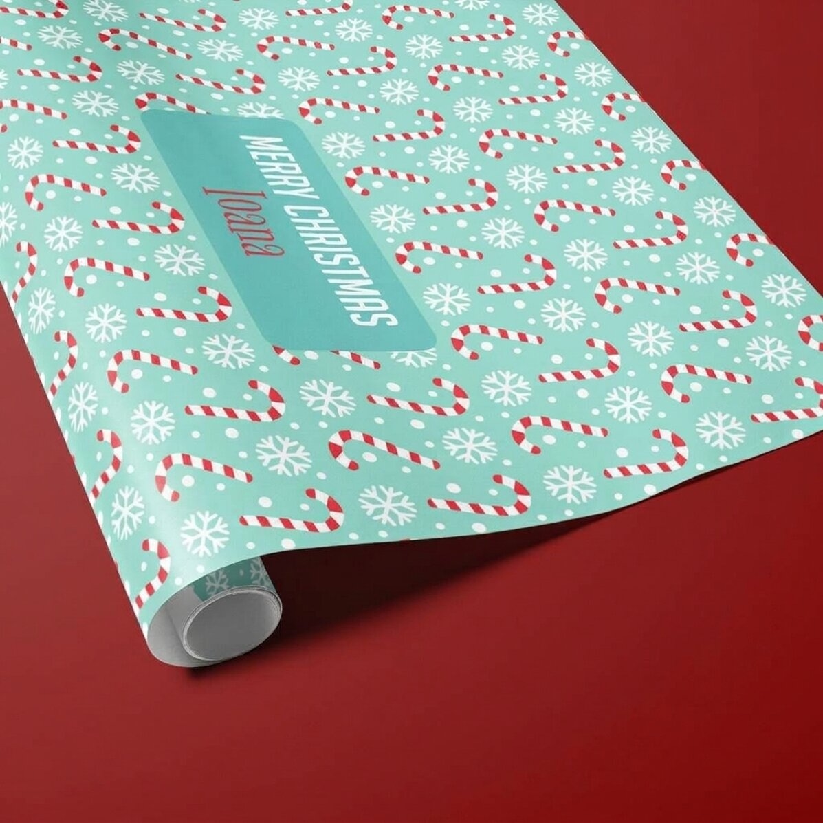 Balicí papír na dárky s vlastním textem v rámečku – Candycane