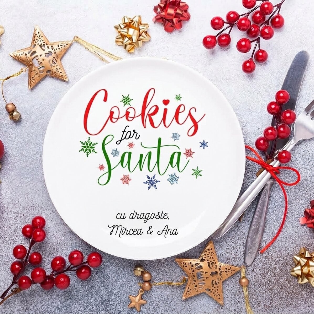 Talíř s vlastním textem – Cookies for Santa
