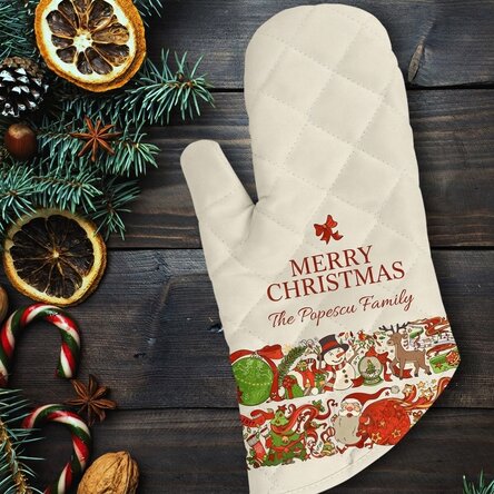 Personalizovaná kuchyňská rukavice s nápisem – Traditional Christmas