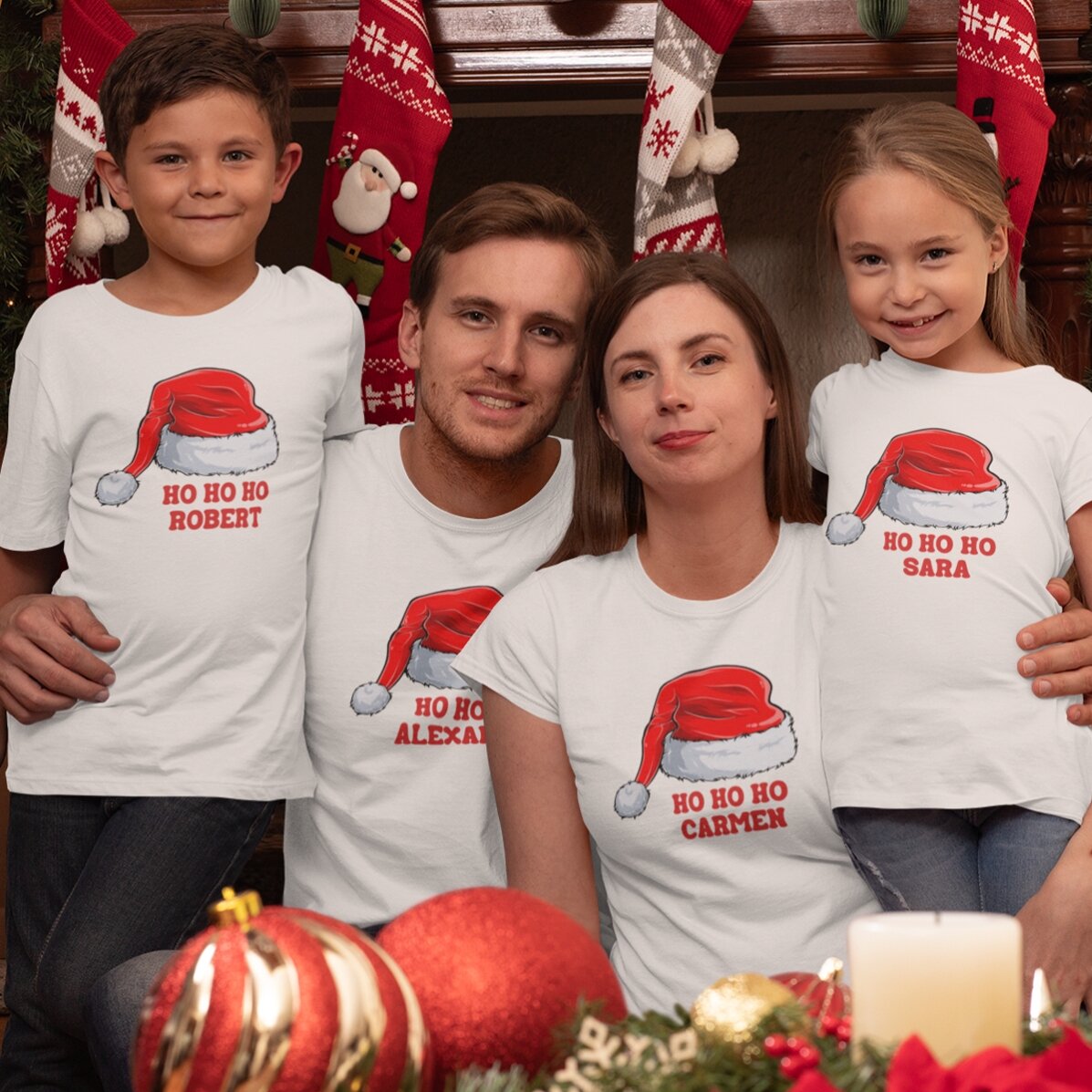 Personalised cotton T-shirt for children with text - Christmas