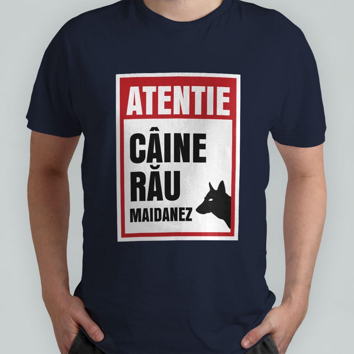 Bavlněné tričko s vlastním nápisem – Pozor, zlý pes!