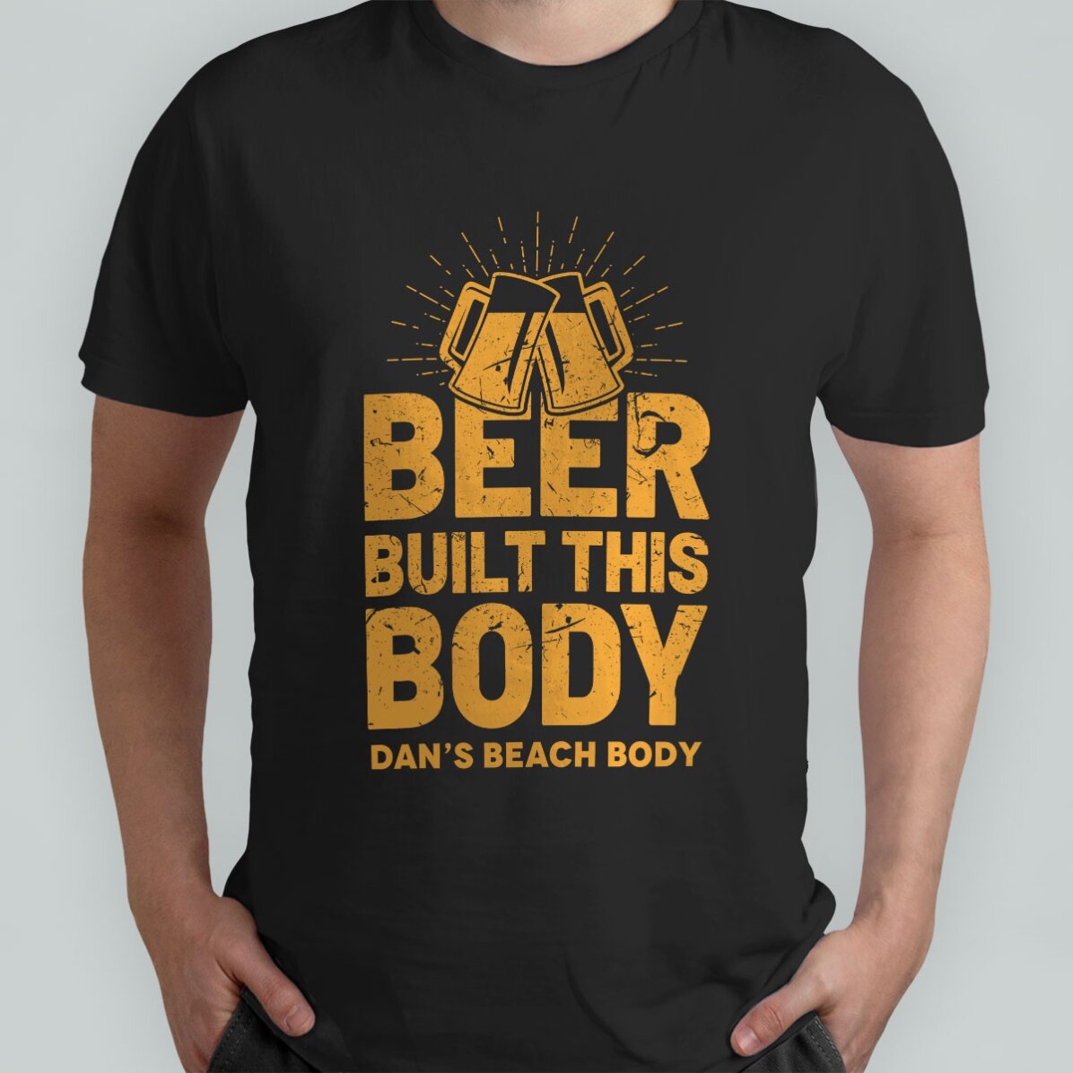 Bavlněné tričko s vlastním nápisem – Beer Built This Body