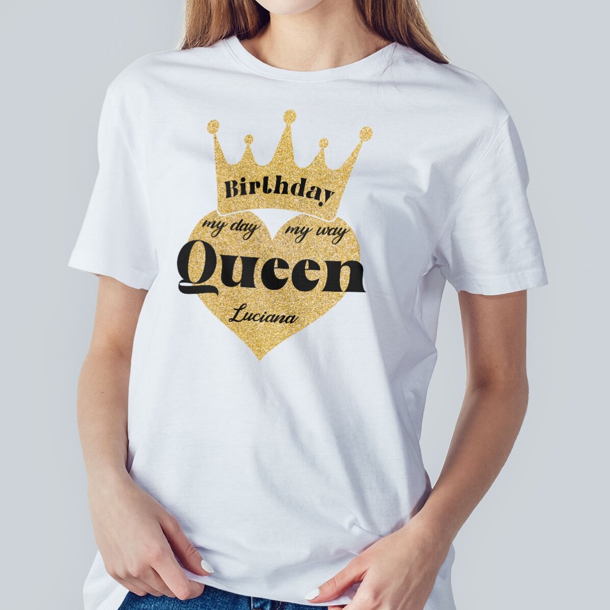 Bavlněné tričko s vlastním nápisem – Birthday Queen