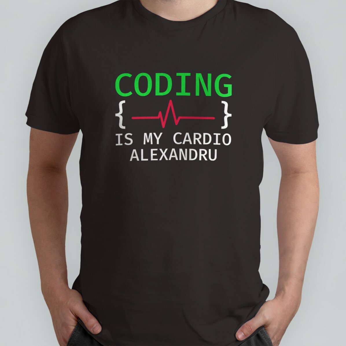 Bavlněné tričko s vlastním nápisem – Coding is my cardio