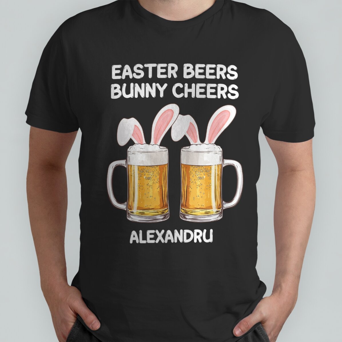 Custom cotton T-shirt with text - Easter cheers