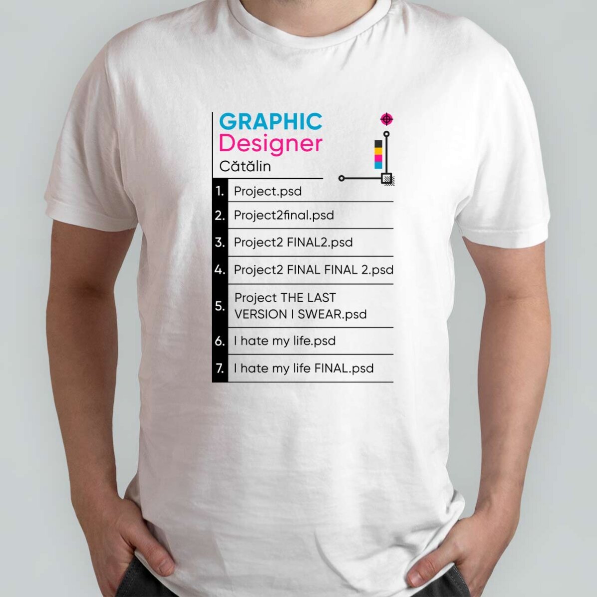 Bavlněné tričko s vlastním textem – Graphic Designer