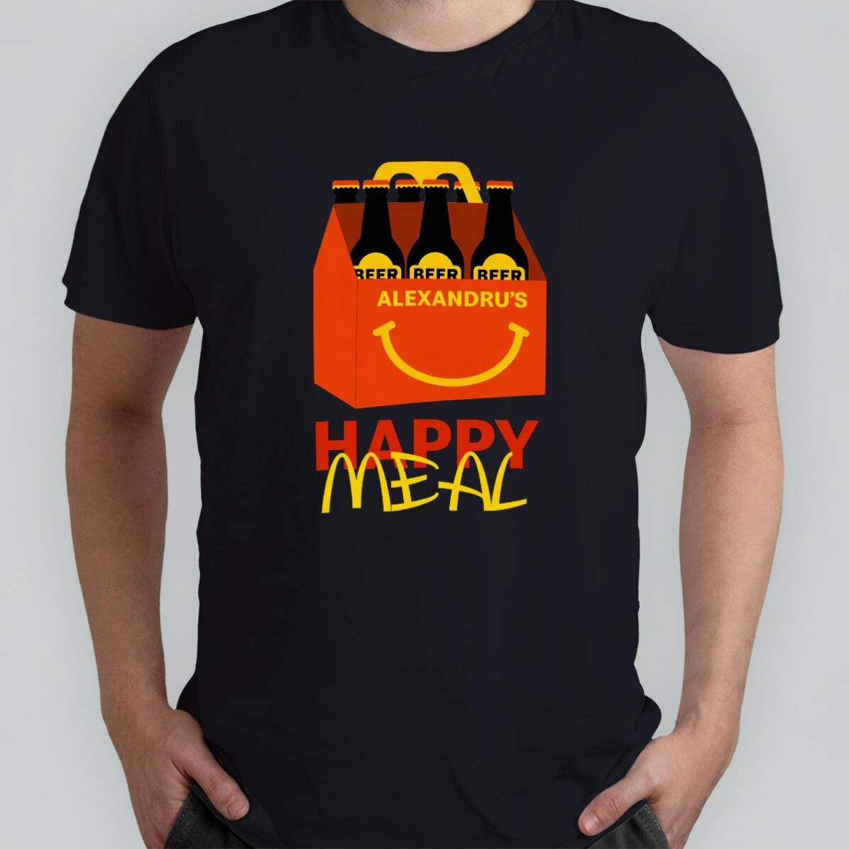 Bavlněné tričko s vlastním nápisem – Happy beer