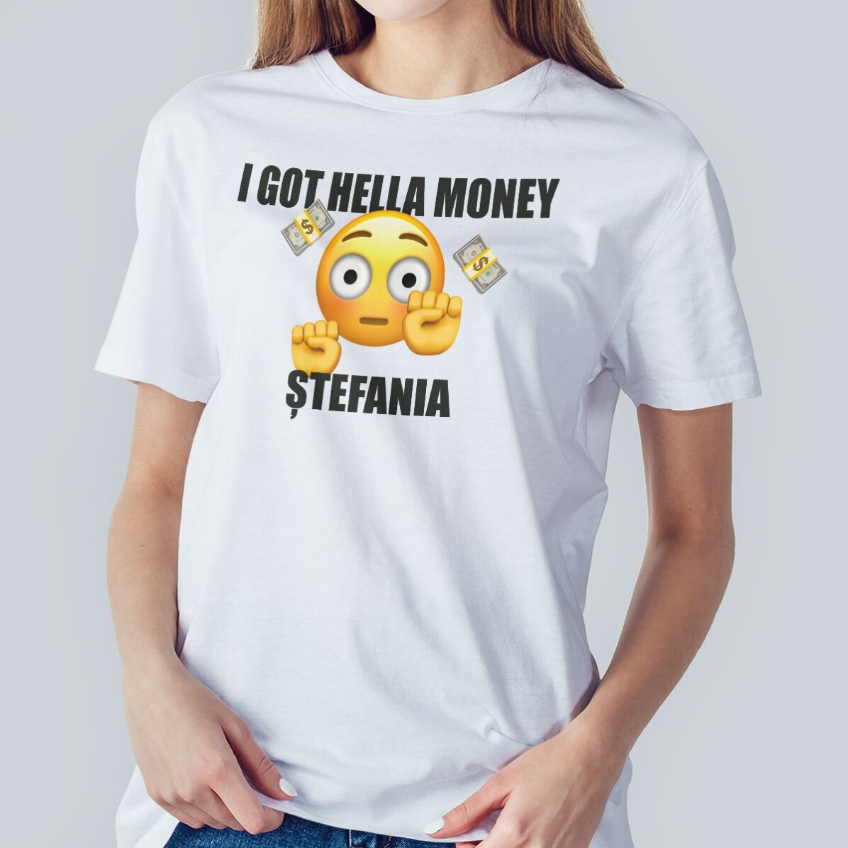 Bavlněné tričko s vlastním nápisem – I got hella money