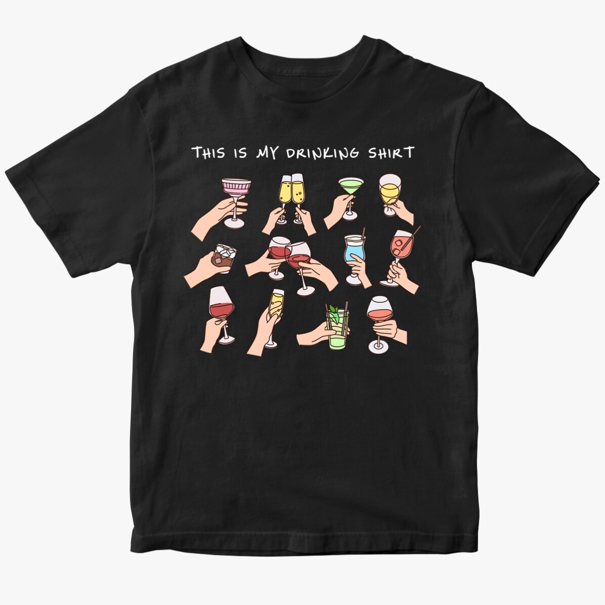Customised cotton T-shirt with text - My drinking shirt
