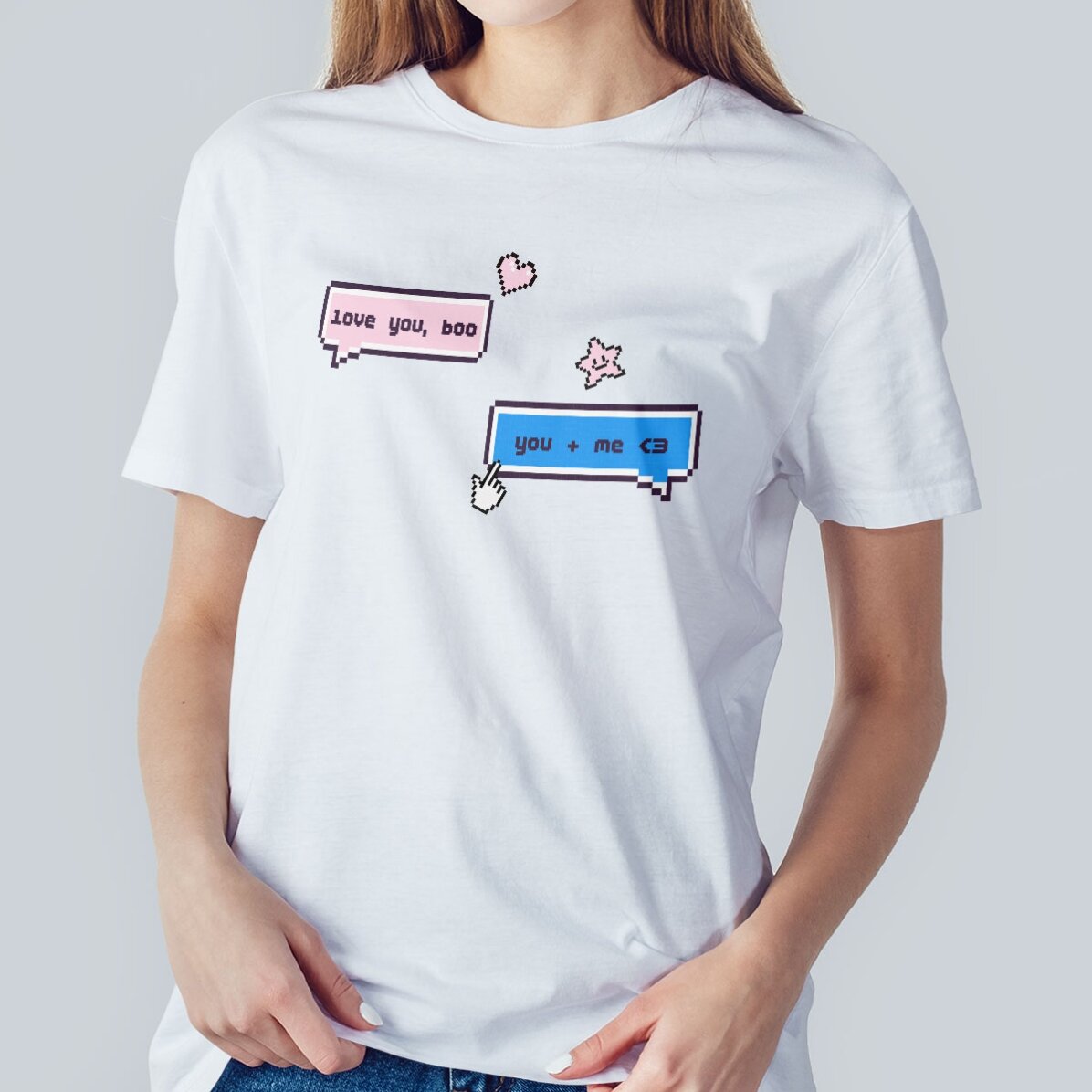 Bavlněné tričko s vlastním textem – Pixel Chat