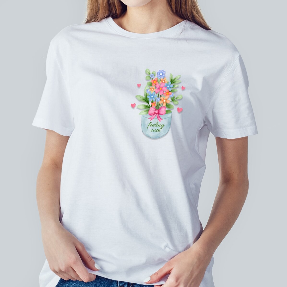 Bavlněné tričko s vlastním nápisem – Pocket flowers