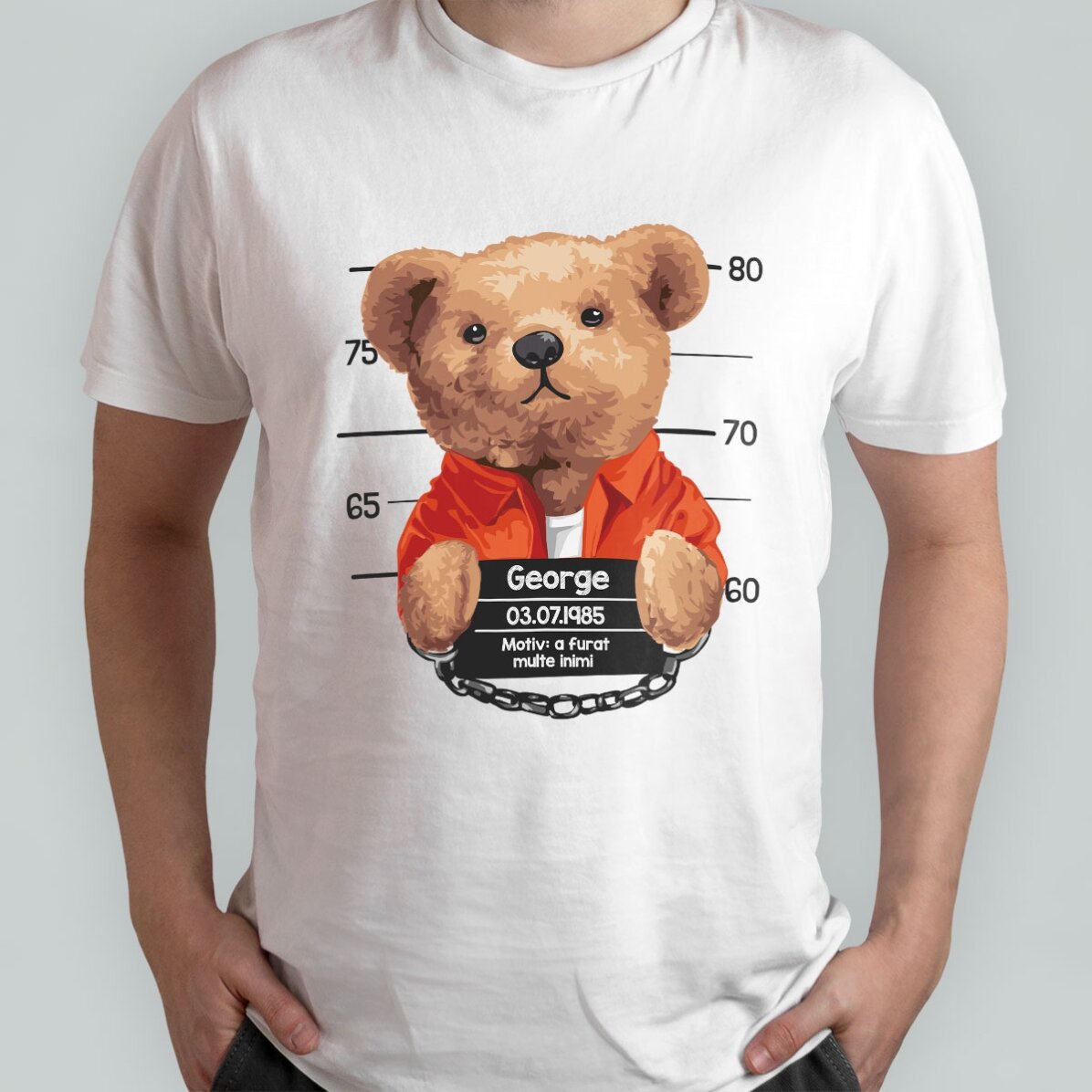 Bavlněné tričko s vlastním nápisem – Prison teddy bear