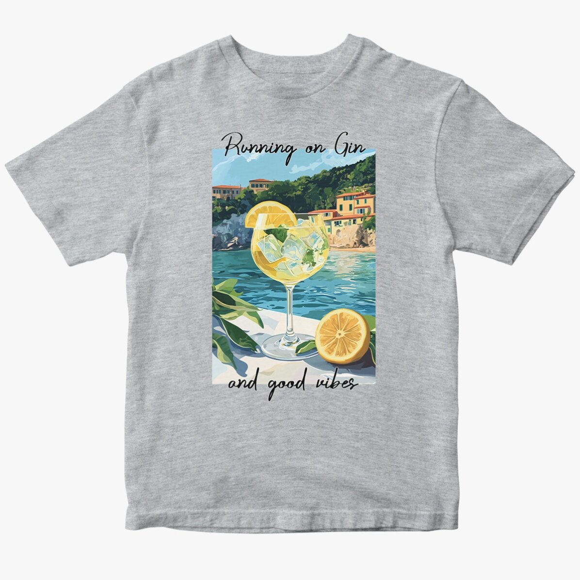 Bavlněné tričko s vlastním nápisem – Running on Gin