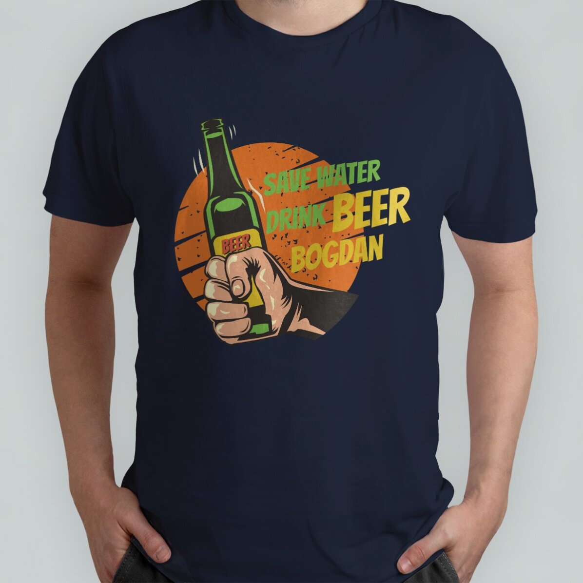 Bavlněné tričko s vlastním nápisem – Save water, drink beer