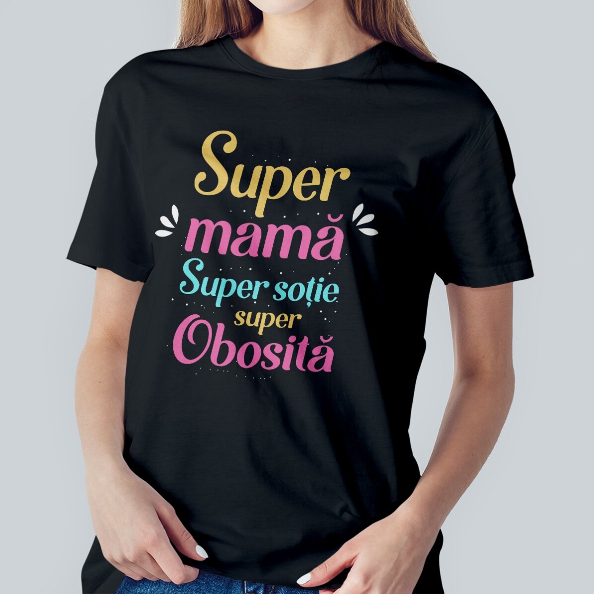 Bavlněné tričko s vlastním nápisem – Super Mama