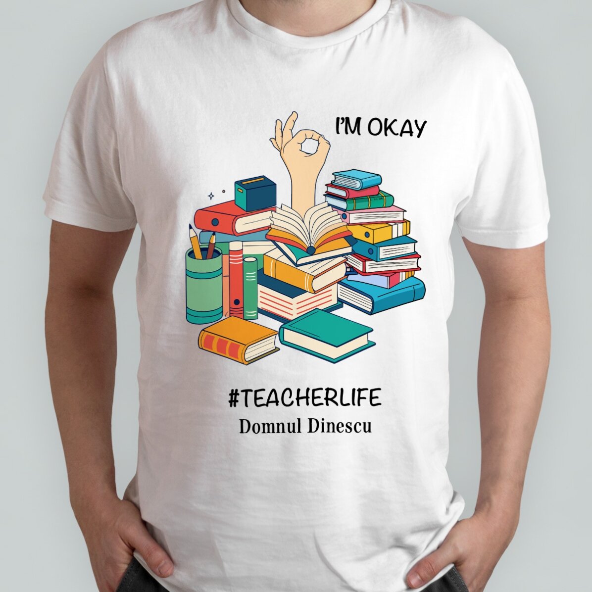 Bavlněné tričko s vlastním textem – #TEACHERLIFE