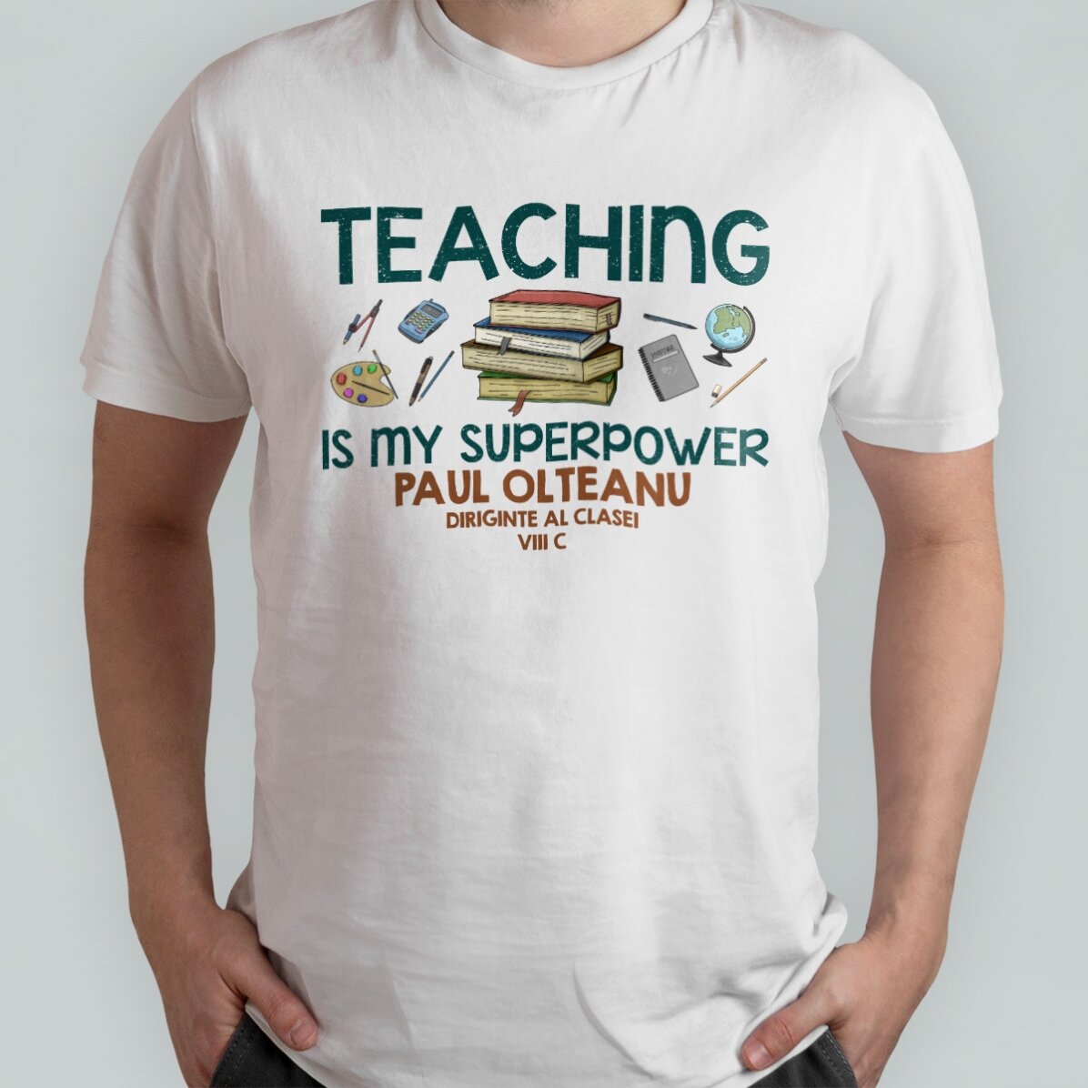 Bavlněné tričko s vlastním nápisem – Teaching is my superpower