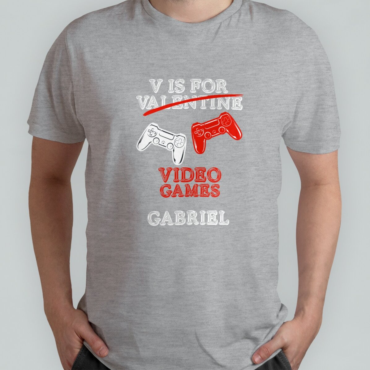 Bavlněné tričko s vlastním nápisem – V is for Video Games