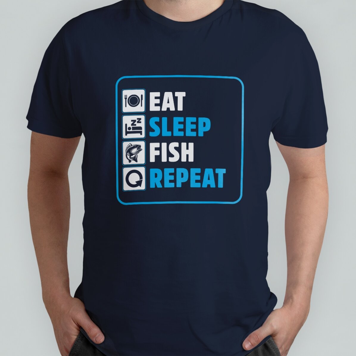 Tričko s vlastním nápisem – Eat sleep fish repeat