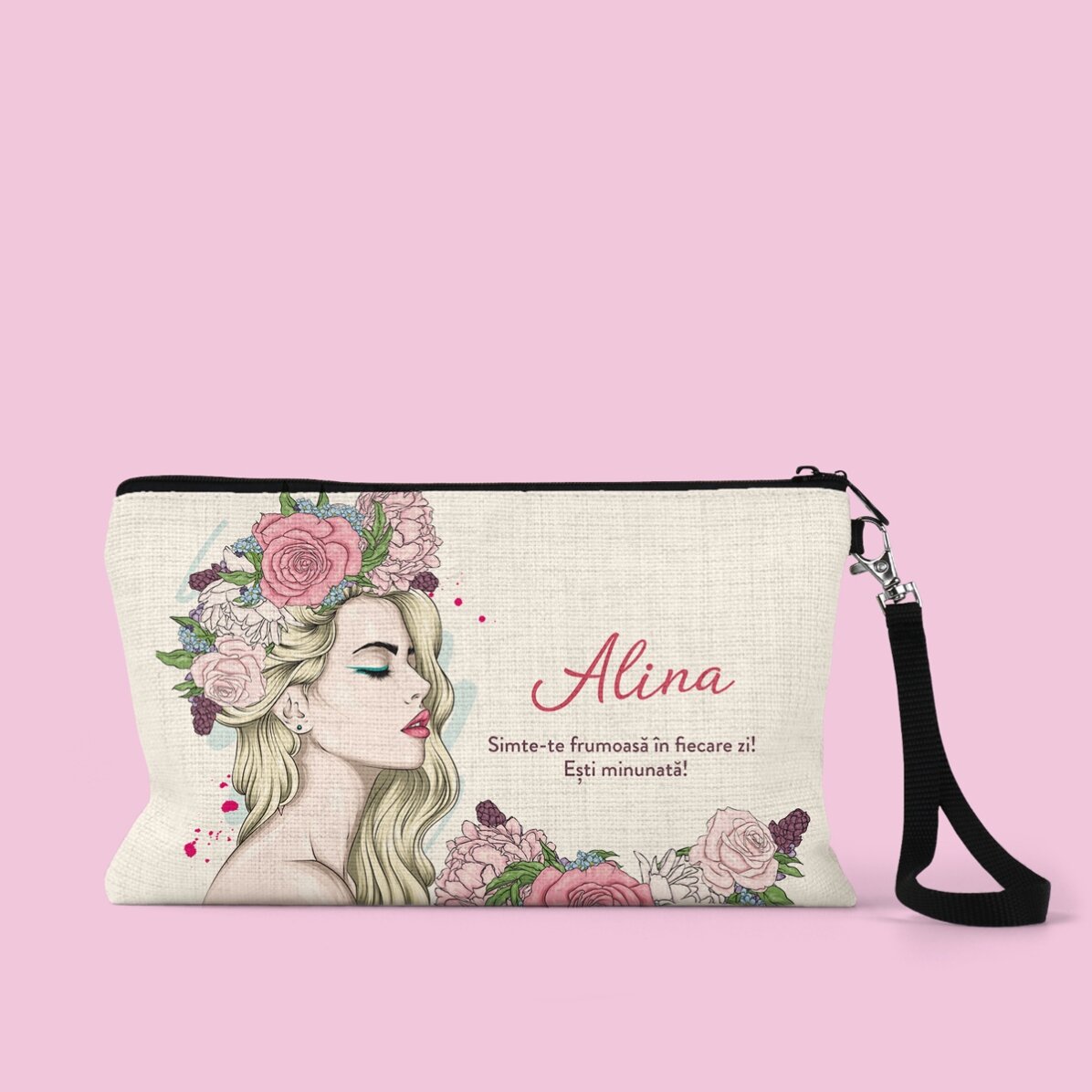 Personalizovaná sada na líčení s nápisem – Floral beauty