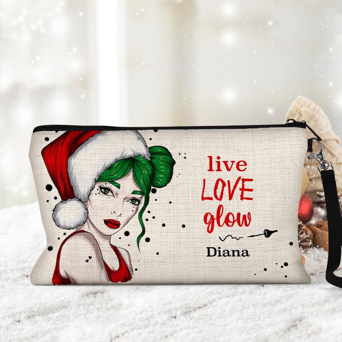 Personalizovaná kosmetická sada s nápisem „Live Love Glow“