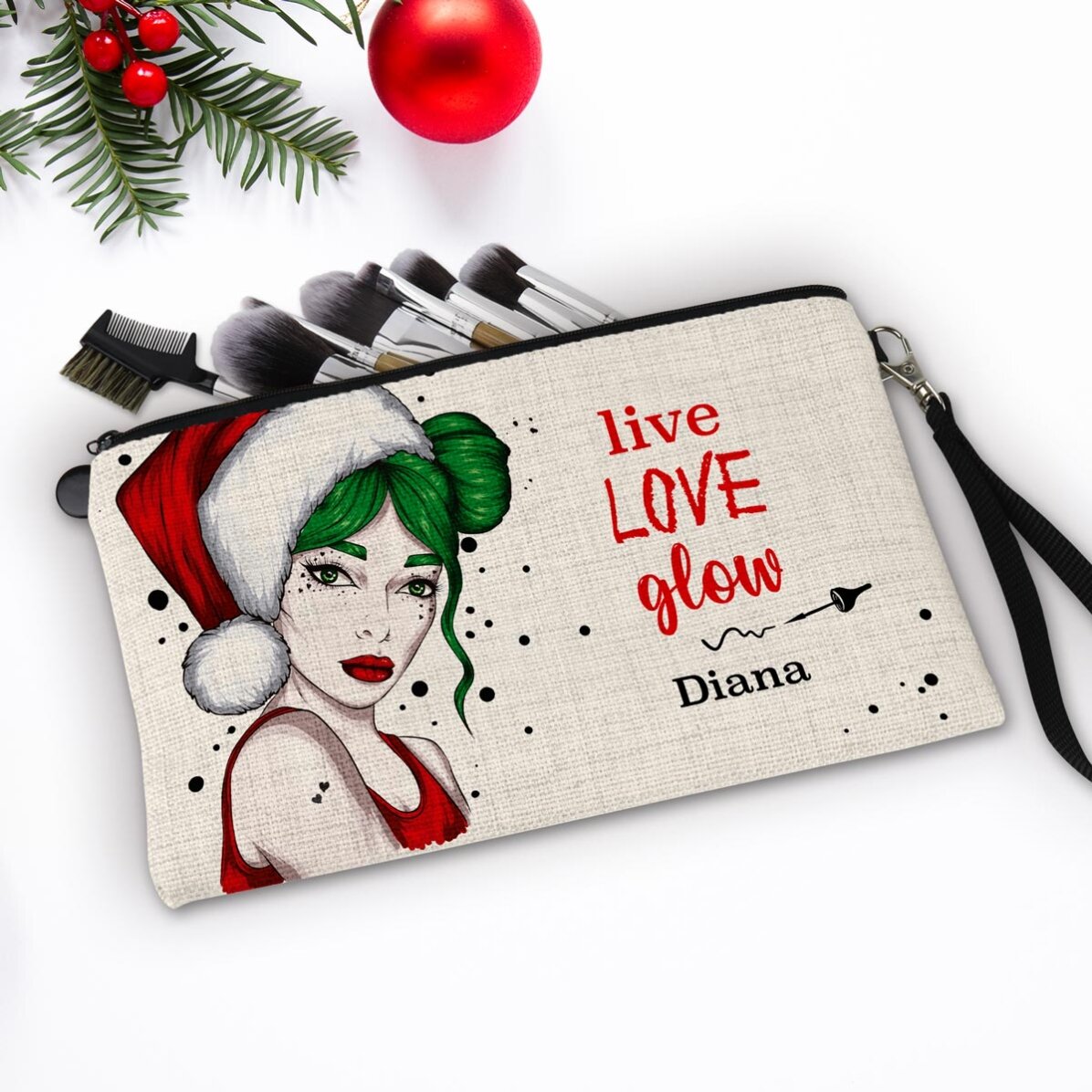 Personalizovaná kosmetická sada s nápisem „Live Love Glow“