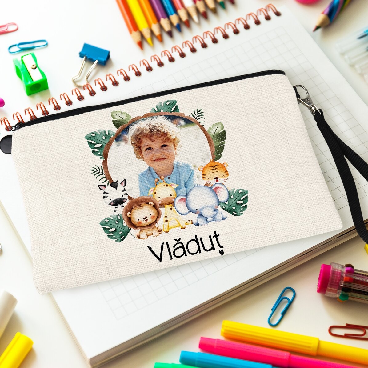Personalizovaná školní sada s fotografií a textem – Zvířátka