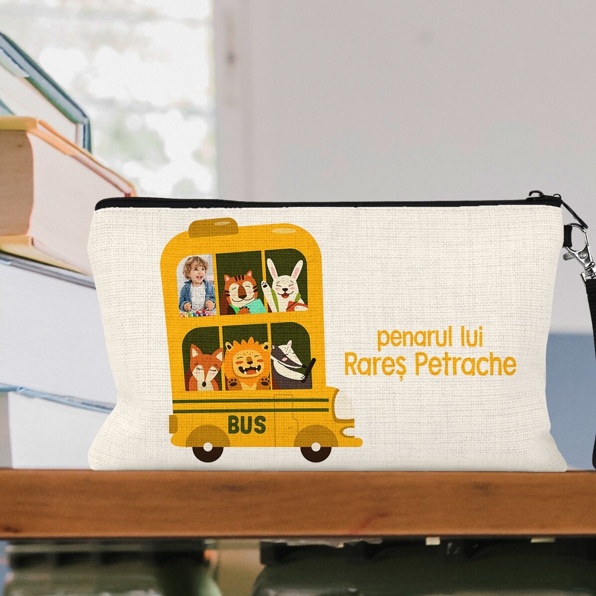 Personalizovaná školní sada s fotografií a textem – Autobus