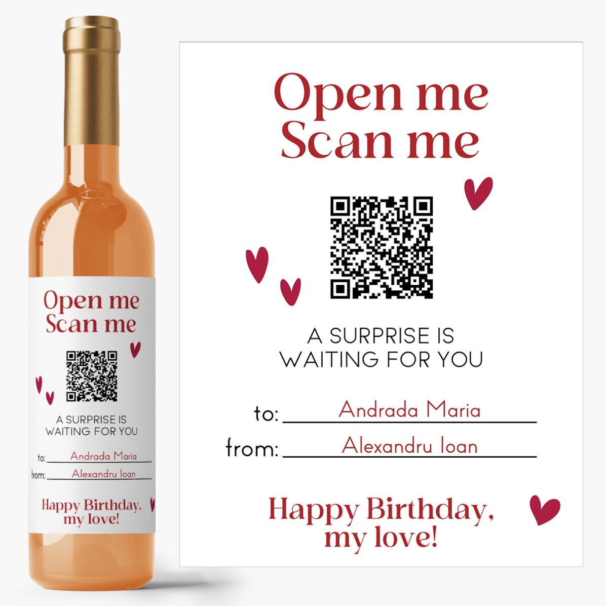 Víno s vlastním textem a QR kódem – Narozeniny