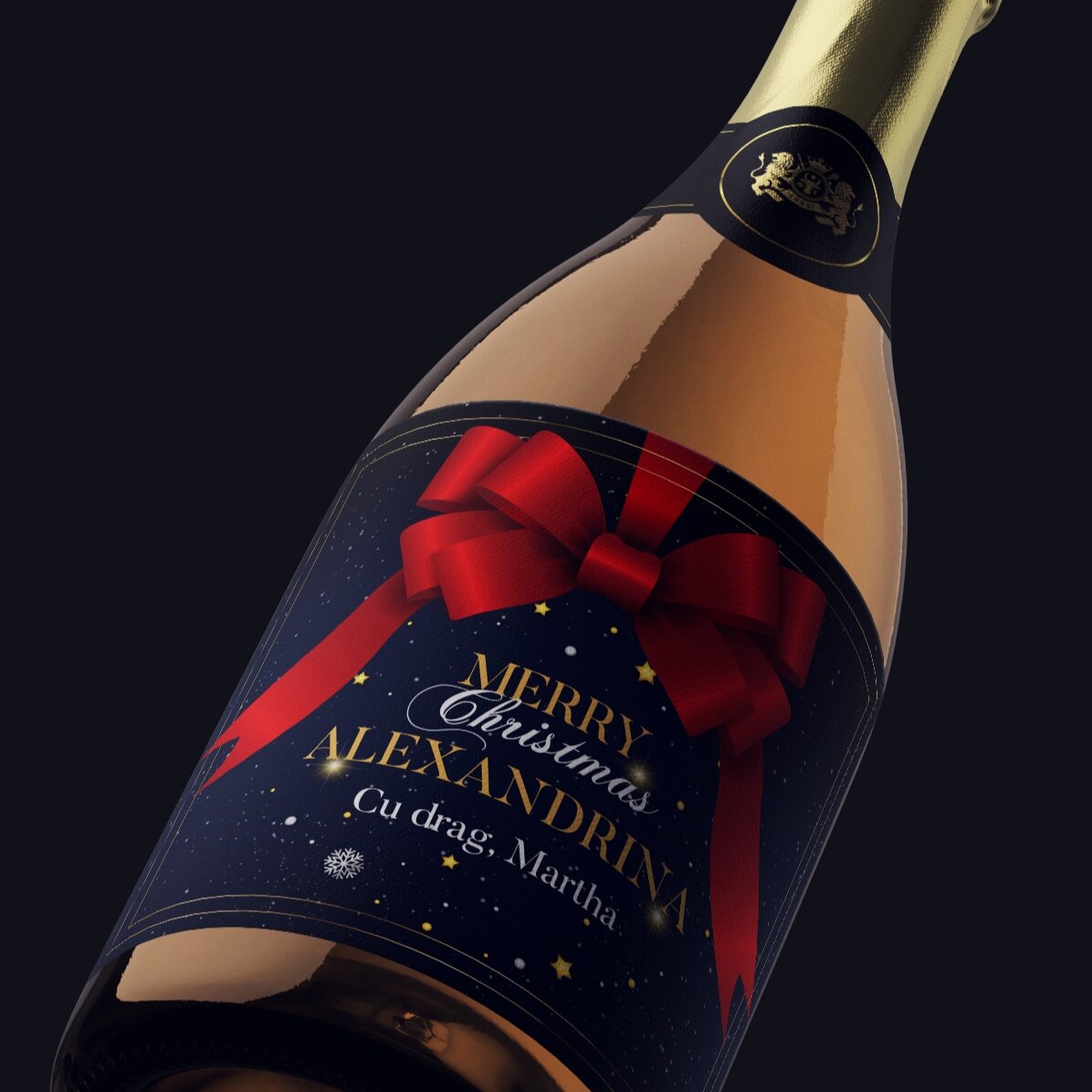 Šumivé víno s vlastním nápisem – Glamorous Christmas
